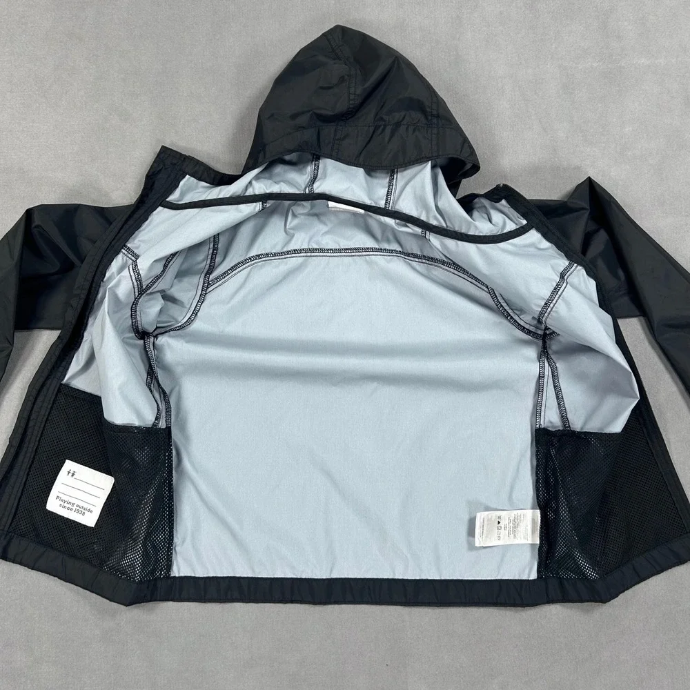 Columbia Boy's Glennaker Rain Jacket Size Small 8 Black Lightweight Hooded Zip